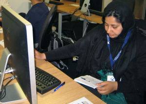 Saadia Ishtiaq Nauman works on the lab exercises