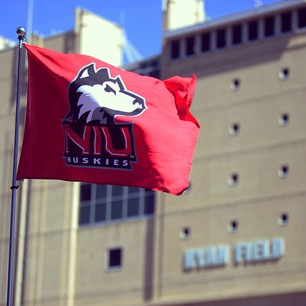  The Huskie flag flew proudly on Saturday at Ryan Field thanks to the @niufootball victory over the NU Wildcats. #23-15 #bigten 