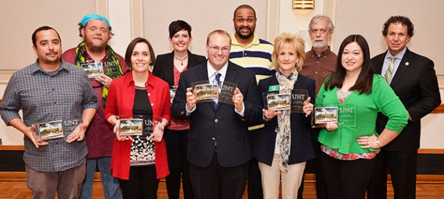 2013 Staff Contribution Award winners, from left, Steven Altuna, Keith Brown, Pauline Raffestin, Tracy Frier, Kerry Stanhope, Eugene Frier, Beth Kent, Bobby Griffith, Stella Antic, David Broughton.