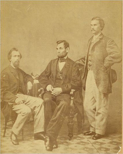 During his period as president-elect, Abraham Lincoln rarely discussed national affairs with anyone except his private secretaries, John Nicolay, left, and John Hay, right.