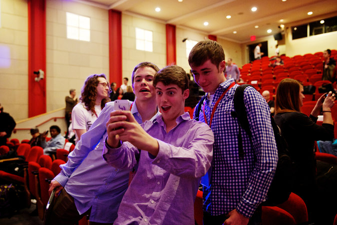 From left, Michael Hansen, Ryan Orbuch and William LeGate at the TEDxTeen event in SoHo this month. Michael and Ryan, both in high school, developed the procrastination-fighting app Finish, which became a top seller.