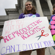 Abortion rights supporters protested at the Missouri Capitol last week in Jefferson City.