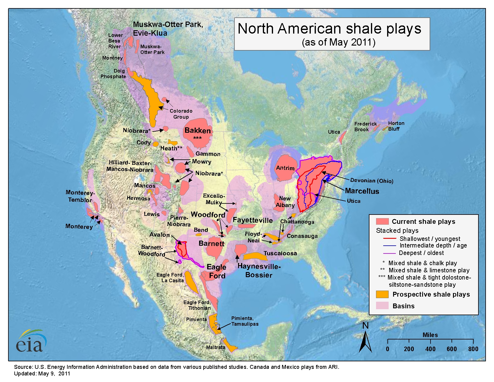 map of Lower 48 Shale Plays