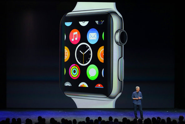 Apple’s chief executive, Timothy D. Cook, introducing the company’s smartwatch on Tuesday.