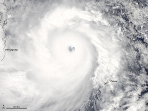 Super Typhoon Haiyan; NASA image courtesy LANCE/EOSDIS MODIS Rapid Response Team