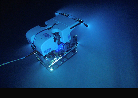 Photo: The remotely operated underwater vehicle Deep Discoverer (D2) is being used by a team of scientists onboard NOAA Ship Okeanos Explorer to explore underwater canyons and seamounts along the U.S. Atlantic coast. Image credit: NOAA Okeanos Explorer Program, Our Deepwater Backyard: Exploring Atlantic Canyons and Seamounts 2014.