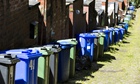 Recycling and general rubbish bins at Summerseat, Bury.