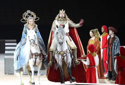 Good Knight: French actors perform during a rehearsal of Excalibur at the Stade de France, September 2011. Photo: Getty