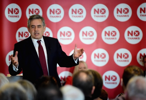 Gordon Brown speaks at a Better Together rally on in Kilmarnock, 11 September. Photo: Getty