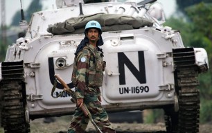 A soldier of the Indian battalion of the UN Organization Mission in the Democratic Republic of Congo, September 2008. Photo by UN Photo/Marie Frechon