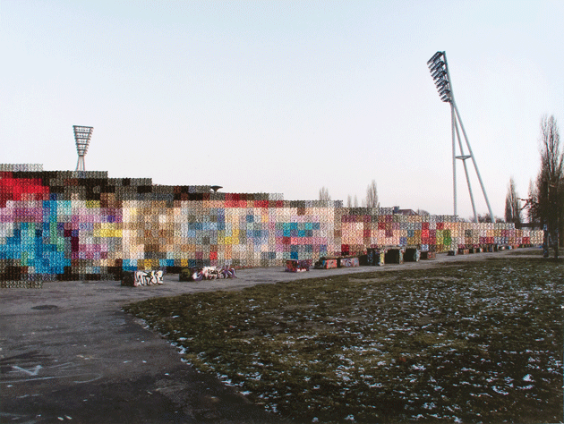 “Mauer Park,” an embroidered photograph by Diane Meyer