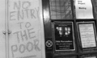 Graffiti by door at UCL during student protests in 2010