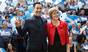 Deputy First Minister of Scotland Nicola Sturgeon and actor Alan Cumming outside the Yes Kelvin campaign hub in Glasgow