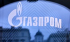 The logo of Russian gas producer Gazprom.