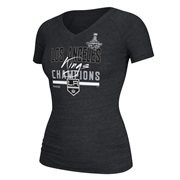 Los Angeles Kings Reebok Womens 2014 Stanley Cup Champions Tailsweep V-Neck T-Shirt - Black