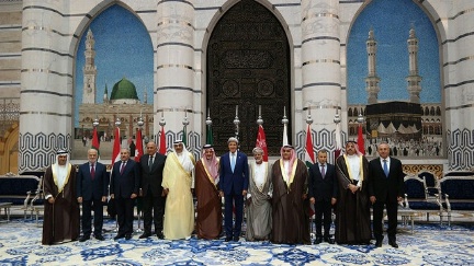 Date: 09/11/2014 Description: Secretary of State John Kerry poses for a photo with Gulf Cooperation Council (GCC) and Regional Partners meeting participants in Jeddah, Saudi Arabia on September 11, 2014. - State Dept Image