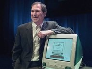 Steven P. Jobs introducing Apple's iMac computer in 1998.