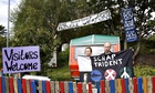Jamie Watson and Jodie, activists at the Faslane peace camp, outside the Trident naval base