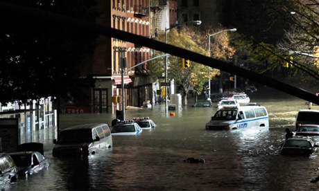 New York, flooded street after Hurricane Sandy 2012