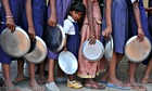 school children waiting for food
