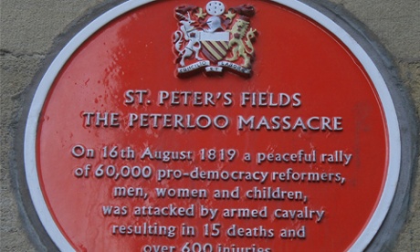 The Peterloo Massacre memorial plaque in Manchester