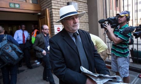 Oscar Pistorius's father Henke outside the court on Thursday.
