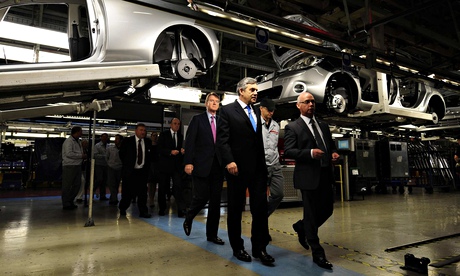 Then-Prime Minister Gordon Brown and former business secretary Peter Mandelson visiting the Nissan p