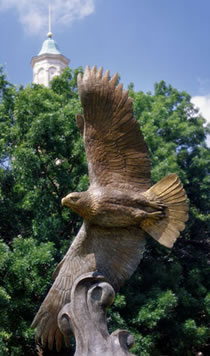 Eagle statue in front of the Hurley Administration Building