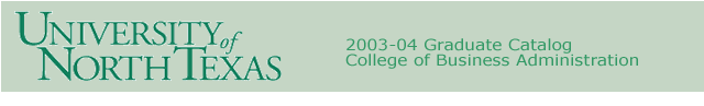 2003-04 Graduate Catalog College of Business Administration