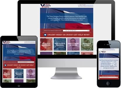 Desktop, Tablet and Mobile Thumbnails of Veterans Portal