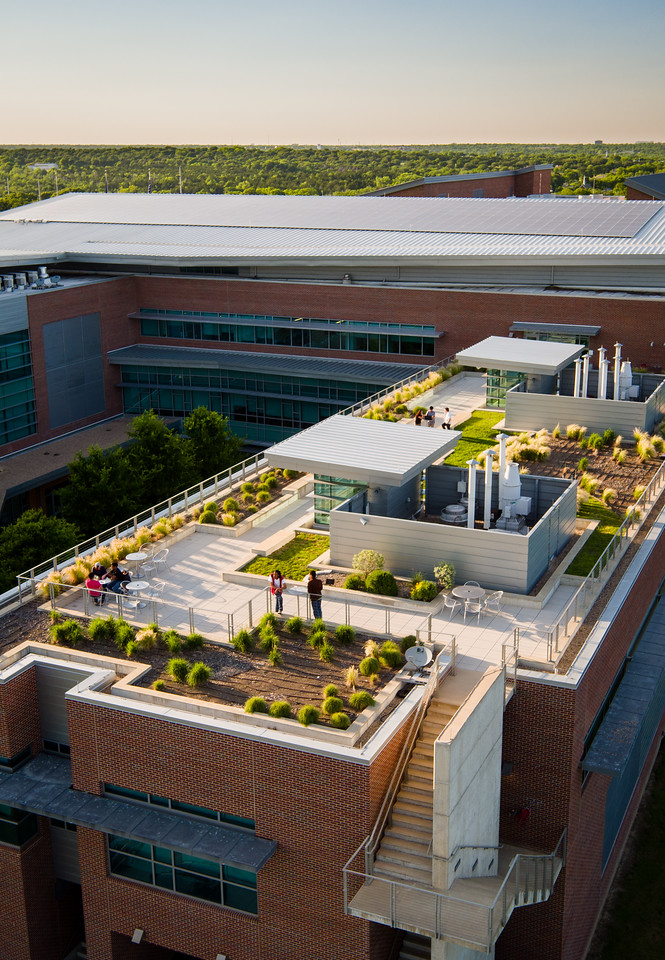 Aerial view of rooftop terrace 