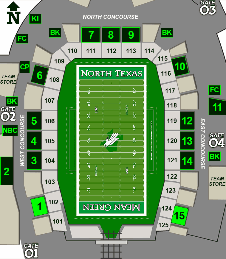 Apogee Stadium concessions map - Touchdown Tacos