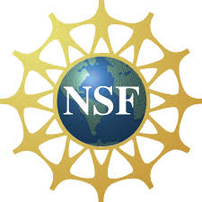 Logo for the National Science Foundations: a world globe with icons of humans holding hands around the world; letters NSF in the center.