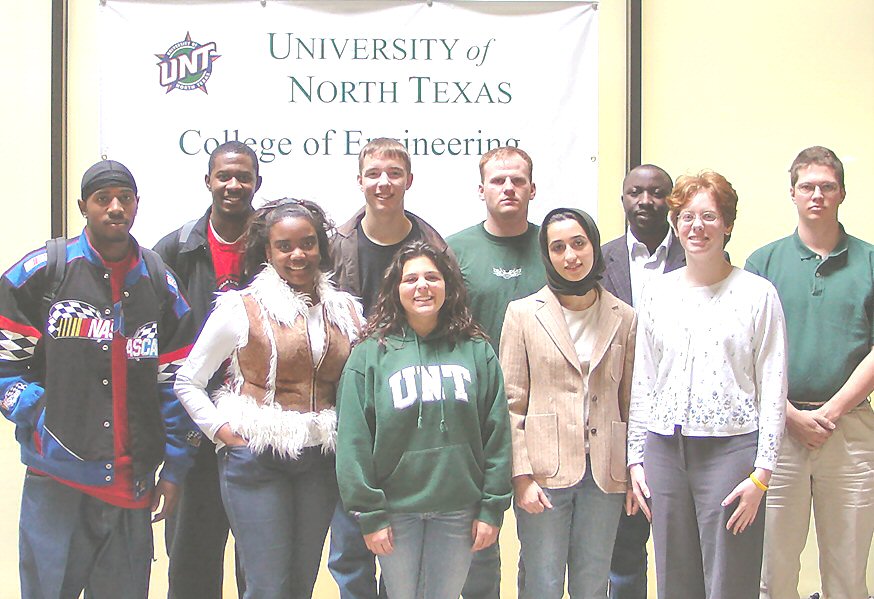 DaMiri Young, second from the left, member of UNT's first class of electrical engineering graduates in 2005