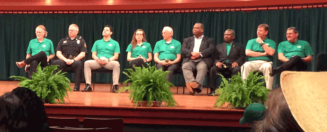 Finance and Administration leadership team on stage at the Murchison Performing Arts Center on May 24, 2017.