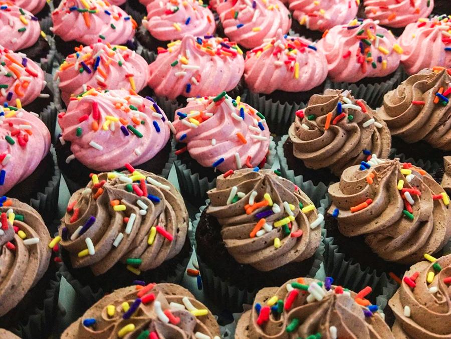 Rows of cupcakes