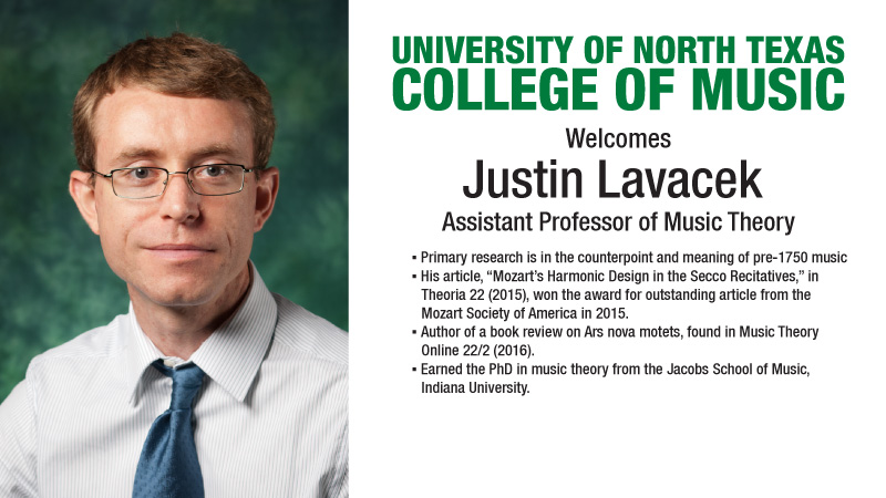Justin Lavacek welcomed as Assistant Professor of Music Theory