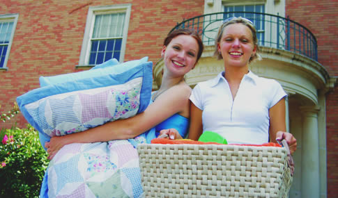 Students move into the dorm.