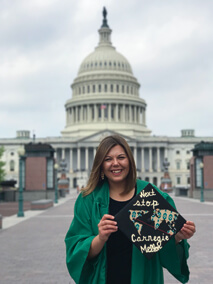 May graduate Marisa Nowicki in Washington, D.C. (Photo by Dominique Espinoza)