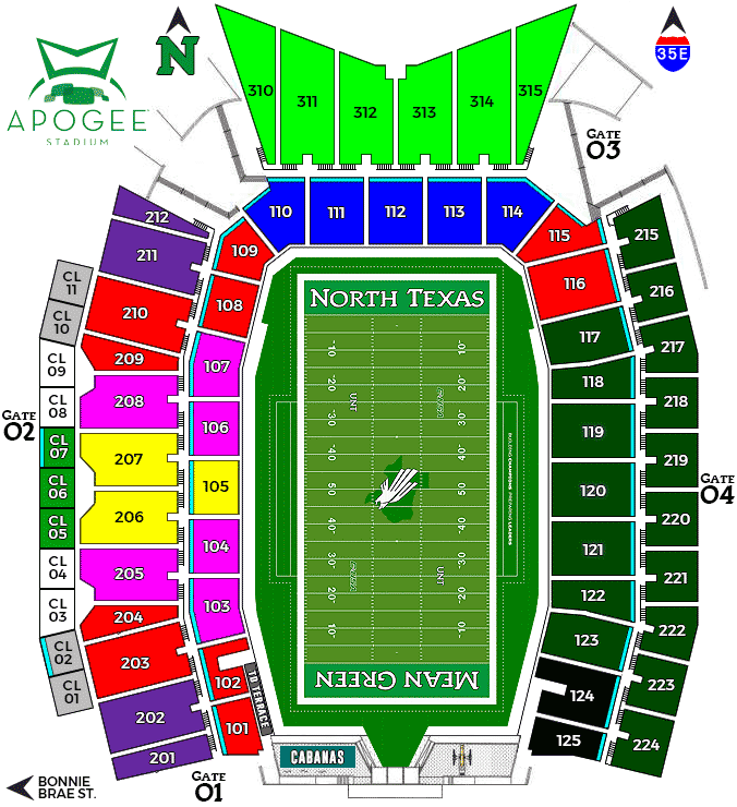 Apogee Stadium seating chart