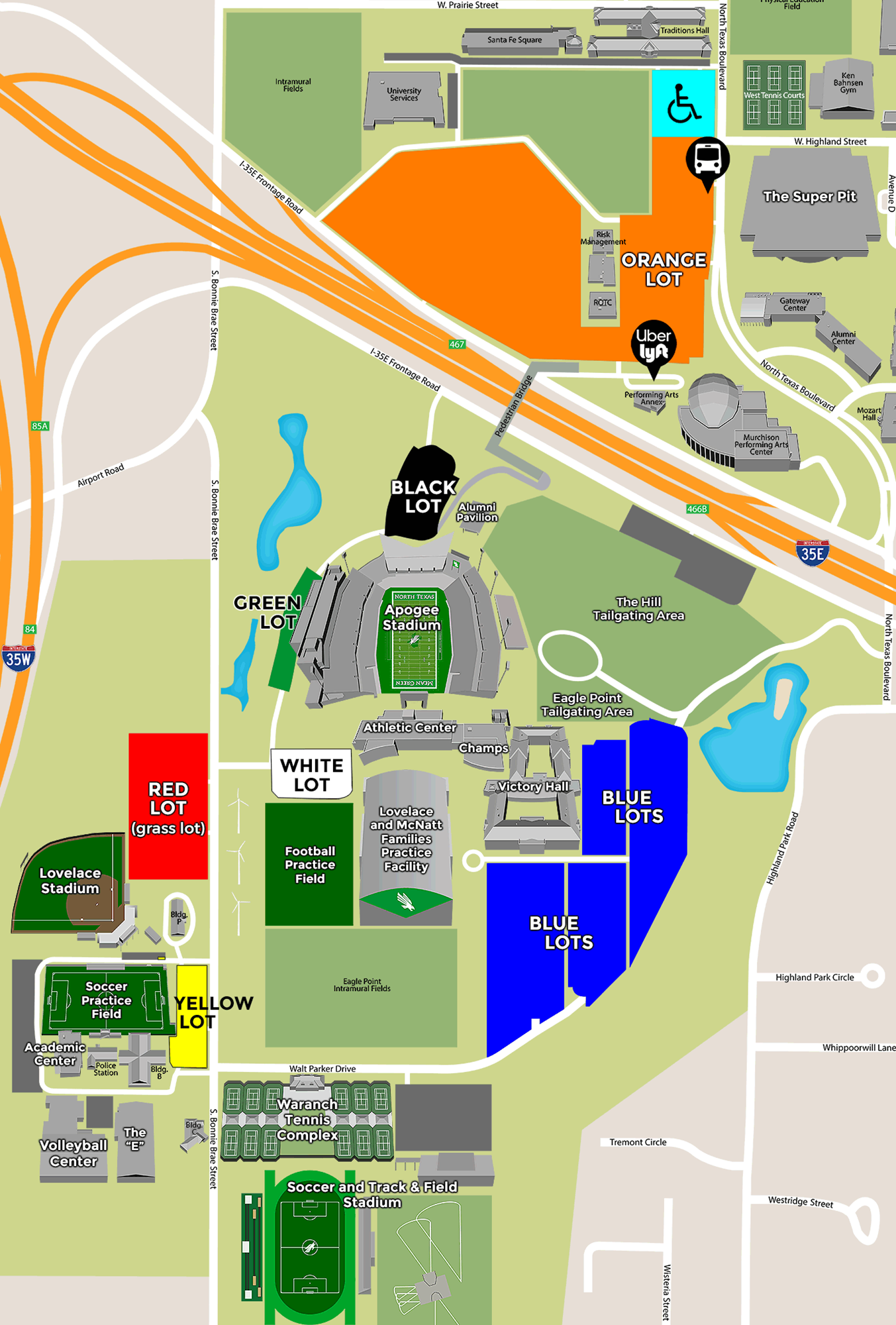 Apogee Stadium gameday parking map