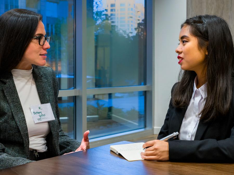 Mentors and mentees meet as part of UNT's Professional Leadership Program