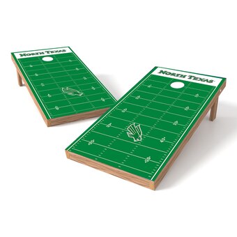 North Texas Mean Green 2' x 4' Football Field XL Shield Cornhole Board Tailgate Toss Set