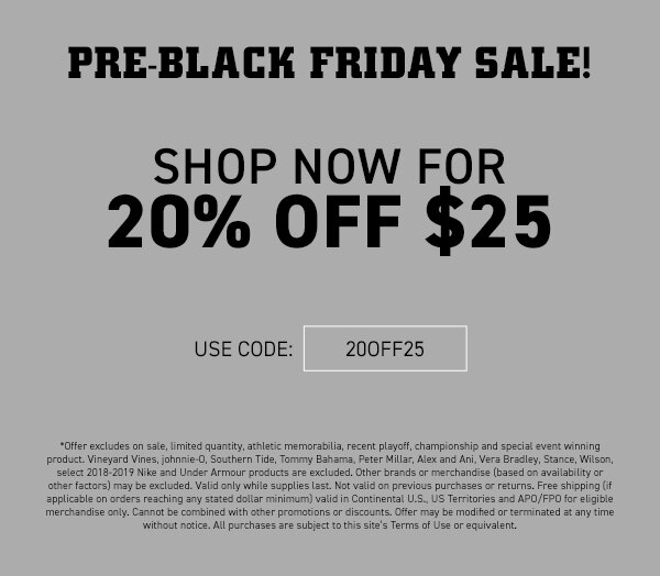 20% Off $25 Or More. Use Promo Code: 20OFF25