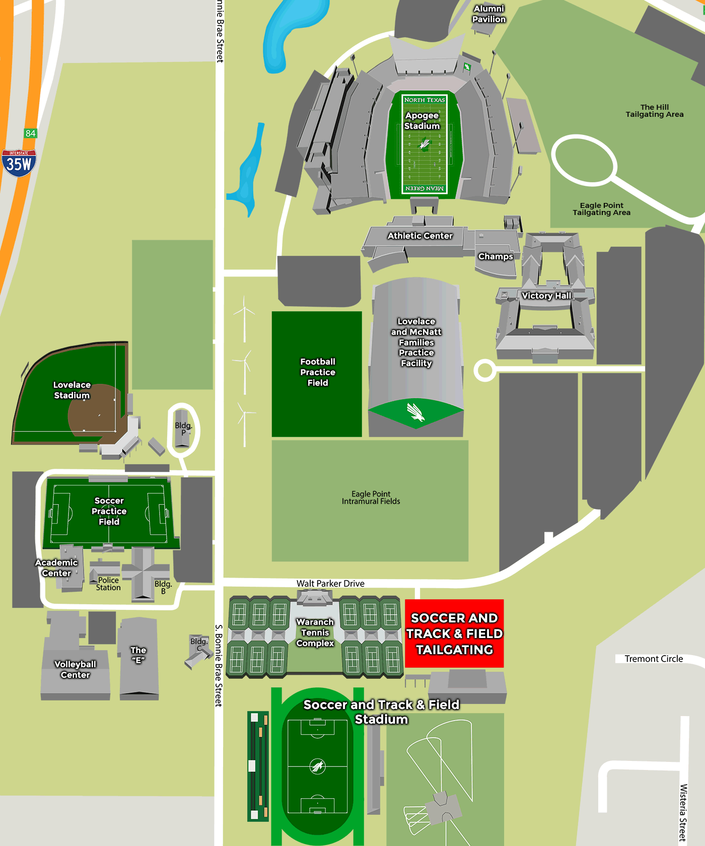 Soccer and Track & Field Stadium tailgating map