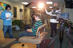 Students working on a film.