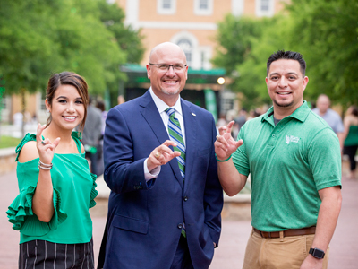 David Wolf with UNT students