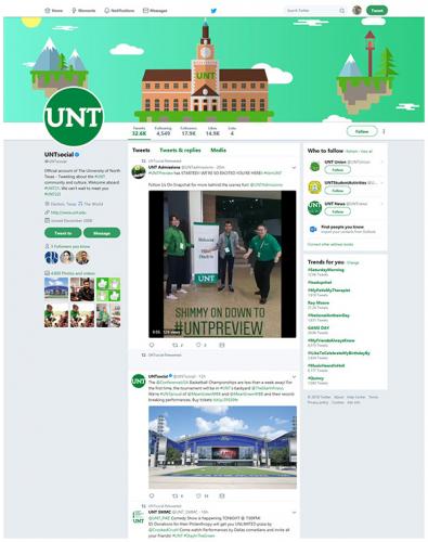 UNT social twitter page