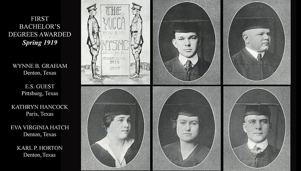 Photo of UNT’s first bachelor’s degree recipients in 1919.