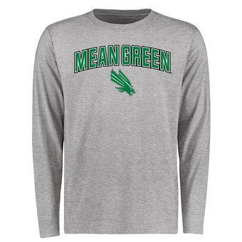 Men's Ash North Texas Mean Green Proud Mascot Long Sleeve T-Shirt